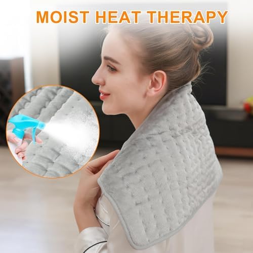 Heating Pad,Heated Blanket,Heating Pad for Back Neck,Silvergray,24x12 in - color: Gray, size: 24x12 Inch