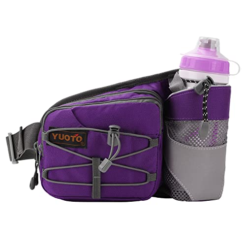 Waist Pack with Water Bottle Holder for Running Walking Hiking Fanny Pack - color: Purple
