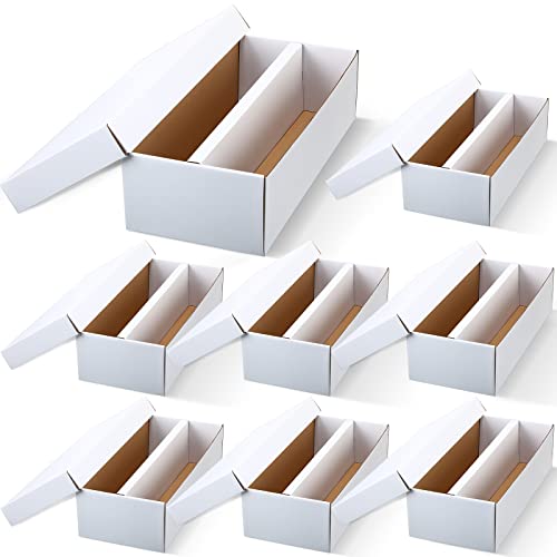Yahenda 8 Pack Trading Card Storage Box,1600 Standard Cardboard Storage Boxes Holds 2 Rows Trading Organizer for Gaming Basketball Baseball Football Hockey Sports Collecting Supplies(White)