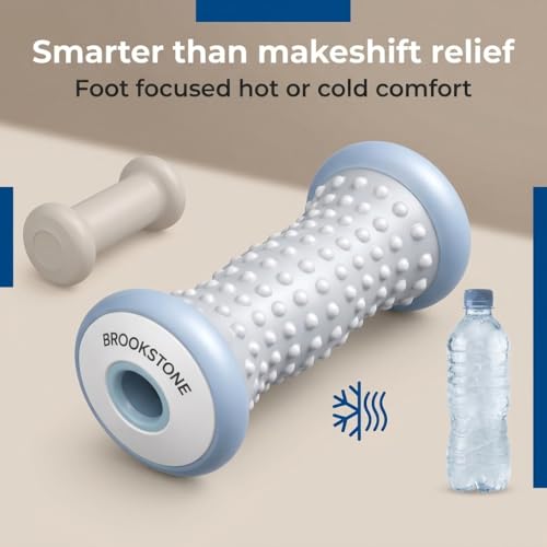 Brookstone Foot Roller Massager Plantar Fasciitis - Hot and Cold Foot Roller Massage for Tension Relief - Microwave & Freezer Safe - Relax The Muscles with Plantar Fasciitis Rollers (Gray) - color: Gray