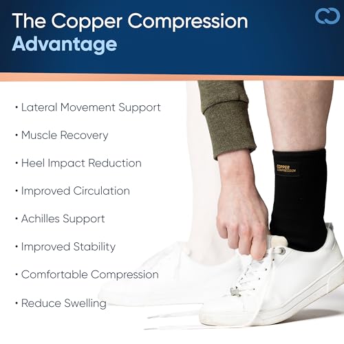 Copper Compression Achilles Support Sock – Silicone Gel Support for Tendonitis, Injury Recovery & Pain Relief – Lightweight, Breathable Compression for Swelling & Circulation – Wear Day & Night – S/M - size: Small/Medium