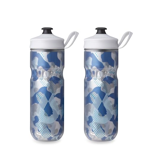HydraPak Polar Sport Insulated Water Bottle 2-Pack (20oz, Contender Blue) - color: Contender Blue, style: 20oz/600ml (2-Pack)