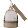 Babysun Mini Backpack Keychain Wristlet Pouch Small Change Coin Purse Cute Zipper Wallet With 3 RFID Card Slots For Women/Men Airpods Cosmetics - color: Khaki