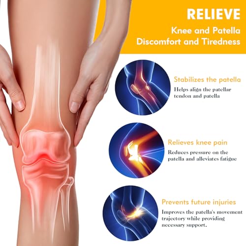 2 Pcs Patellar Tendon Support Strap, Knee Band for Knee Pain Relief, Patella Bands for Basketball, Running, Tennis, Soccer and Hiking, Silicone Knee Brace for Women and Men, Includes Storage Bag
