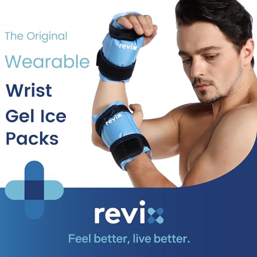 REVIX 2 Packs XXXL Knee Ice Pack Wrap Around Entire Knee and REVIX Wrist Ice Pack Wraps for Carpal Discomfort Soothing