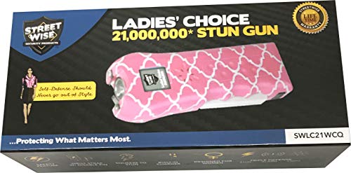 Streetwise Ladies’ Choice Stun Gun for Women - Rechargeable Device with Alarm, LED Flashlight, Safety Disable Pin & Built-in Charger - Personal Safety Tool with Holster & Lanyard - style: Quartefoil