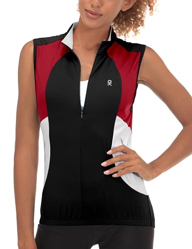 Little Donkey Andy Women's Half Zip Breathable Cycling Vests Reflective Sleeveless Jerseys Shirts Golf 4 Rear Pockets - color: Upgraded Black, size: Small