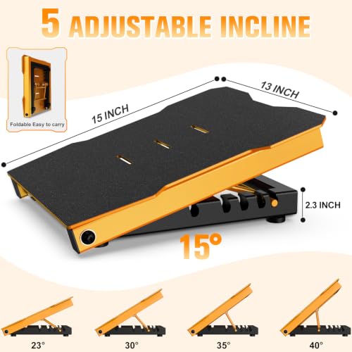 Steel Slant Board Calf Stretcher, 600 Lbs Weight Capacity, Yellow - color: Yellow