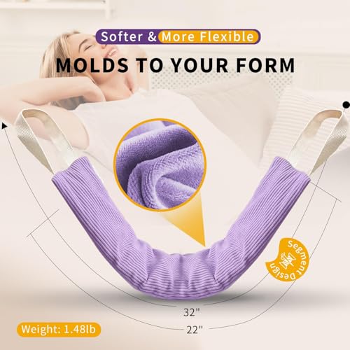 Neck Heating Pad Microwavable with Machine Washable Cover Weighted Microwave Heating Pad Neck Wrap for Shoulder Back Pain Relief, Warm Rice Bag Pack for Cramps Hot Cold Therapy 1.5lbs Lavender Scented - color: Purple