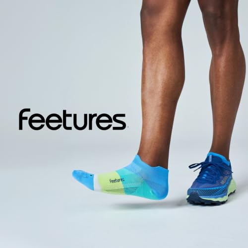 Feetures Elite Ultra Light No Show Tab Ankle Socks - Sport Sock with Targeted Compression - color: Arctic Blue (1 Pair), size: X-Large