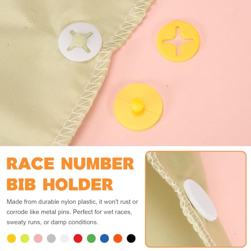 Running Bib Clips, 40Pcs Race Bib Holder, Race Number Buckle Fixing System for Runners, Marathon, Triathlon, Track and Field Events, Mixed Colors Fasteners, Secure Race Bib Attachment