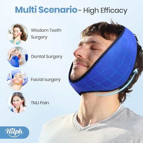 Hilph Wisdom Teeth Ice Pack Head Wrap, Face Ice Pack for Jaw Oral Surgery - color: Blue