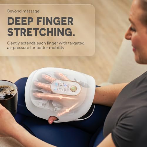 Lifepro DualThera Hand Massager – Finger Stretching, Heat & Compression - color: White