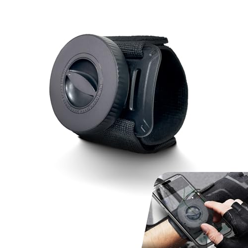 Wristband Phone Holder, Super Adsorption Hands-free Motorcycle Phone Mount, Adjustable Sports Armband Mobile Holder with Breathable Elastic Webbing, for Biking Walking Live Broadcast (Black)