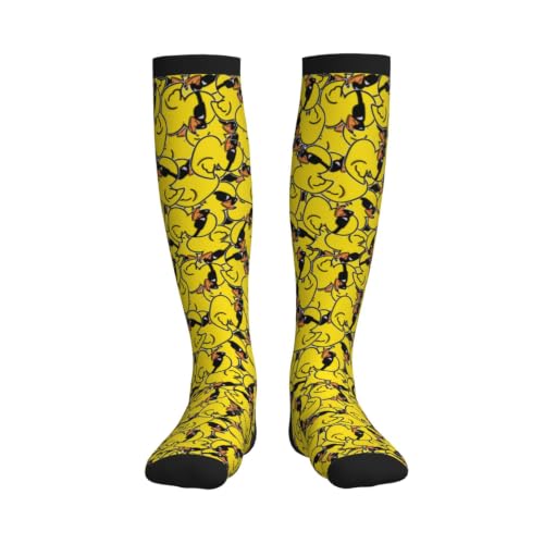 Tie Dye Compression Socks Knee High Support Socks For Women Men Running Athletic Hiking - color: Duck1