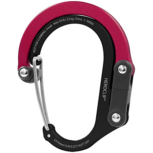 GEAR AID HEROCLIP Small Carabiner Gear Clip with 360° Swivel Hook - color: Black & Red, size: 1 Carabiner
