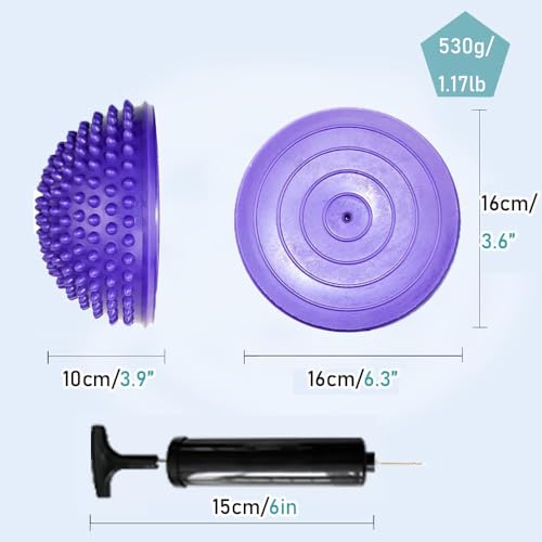 2PCS Hedgehog Balance Pods, Half Ball Balance Trainer with Pump - color: Purple