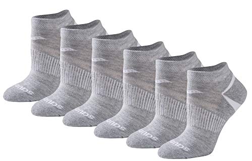 Saucony Women's RunDry Performance Selective Cushion Socks, Available in S-L (6, 12 Pairs) - color: Grey Basic (6 Pairs), size: Medium