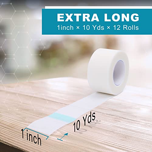 LotFancy Paper Medical Tape, 12 Rolls 1inch x 10Yards, Surgical Tape for Wound Dressing Care, Latex-Free & Hypoallergenic Soft First Aid Tape, 2 Dispensers Included (Pack of 2) - size: 1 Inch x 10 Yard (24 Pack + 2 Dispensers)