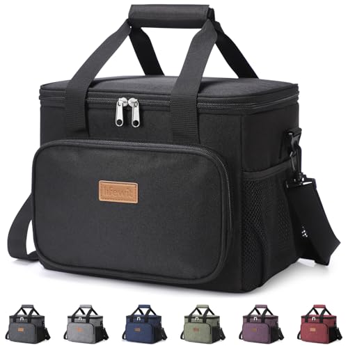 Lifewit Insulated Lunch Box for Men, Lunch Bag Cooler Women, 32-Can 20L - color: Black, size: Large(15L)