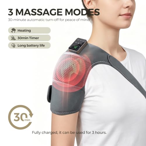 2-in-1 Shoulder knee Massager Pad for Pain Relief, 5 Heating & 3 Vibration