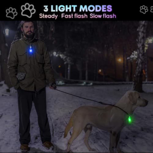 Novkin Rechargeable LED Dog Collar Lights, Waterproof with 3 Modes - For Running, Climbing, Camping - color: Blue&Green
