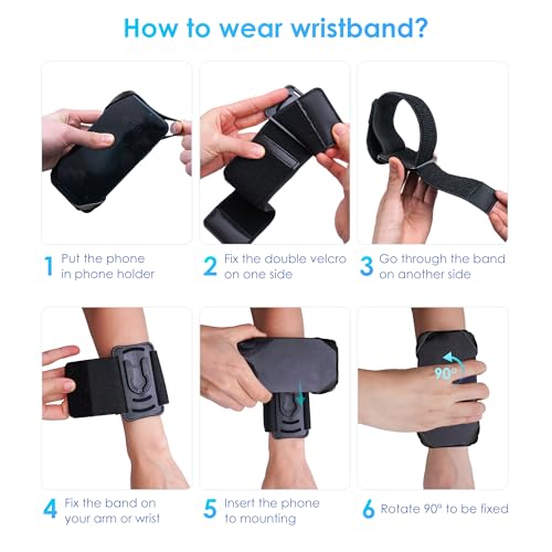 Cikyner Running Wristband, 360° Rotatable & Detachable Sports Wristband