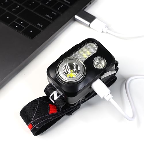 LED Headlamp, Rechargeable Super Bright Headlight Flashlight, Kids & Adults - color: Black