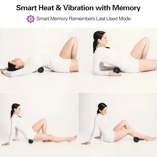 Vibrating Massage Ball with Heat, 7 Modes, Memory, 3.6 in, Black - color: Black