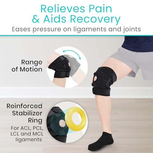 Vive Knee Brace for Meniscus Tear - ACL & Patella Support for Men, Women - color: Black