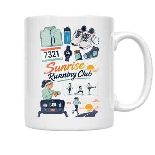 Sunrise Running Club Mug - Motivational Design for Runners - 11 oz Ceramic