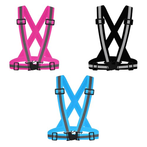 3Packs Reflective Running Vest, Adjustable Elastic Straps 360°High Visibility for Outdoor Walking, Jogging - color: Color 7