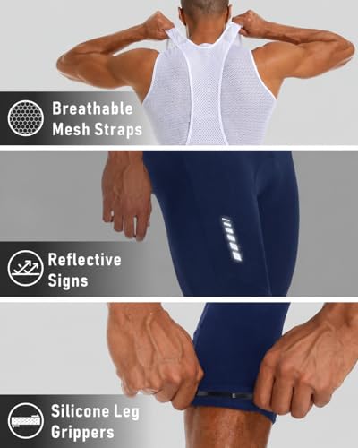 Przewalski Men's Cycling Bib Shorts 3/4 Bike Bib Pants 4D Padded - color: Blue, size: Medium