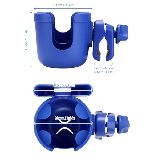 Accmor Stroller Cup Holder with Phone Holder, Bike Cup Holder, Walker Scooter Wheelchair Cup Holder Attachment, Universal Cup Holder for Uppababy Graco Strollers - color: All Dark Blue