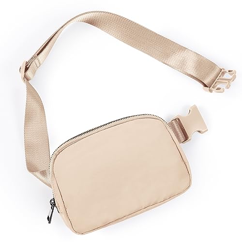 ODODOS Unisex Mini Belt Bag with Adjustable Strap Small Fanny Pack for Workout Running Traveling Hiking, Irish Cream - color: Irish Cream