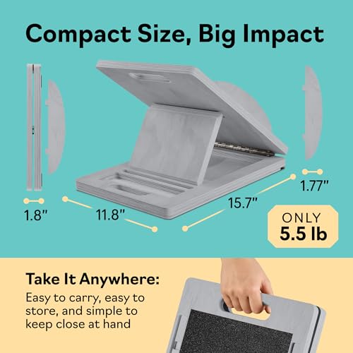 Slant Boards for Exercise, Wooden Slant Board, Calf Stretch Board with 7 Incline Angles, Velour Board, Balance Board & Calf Stretcher, Portable Incline Board for Physical Therapy, Ankle Mobility, Heel & Knees - color: Gray