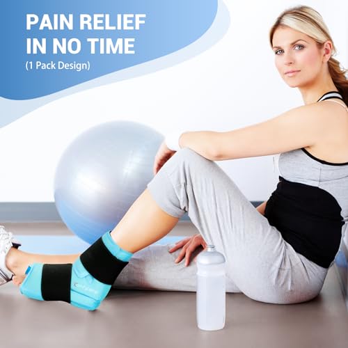 Comfytemp Ankle Foot Ice Pack Wrap for Plantar Fasciitis Relief, Reusable - color: Blue, size: Large