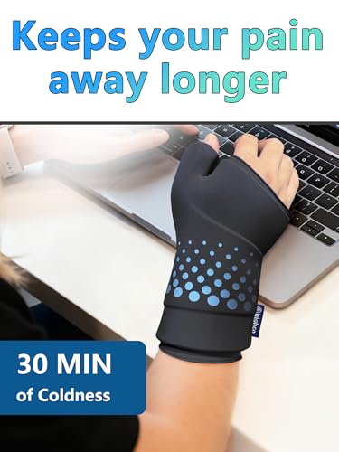 Wrist &Thumb Ice Pack Wrap-Thickened Gel for Long-Lasting Cold Compression - color: 1 Pack-black, size: L/XL