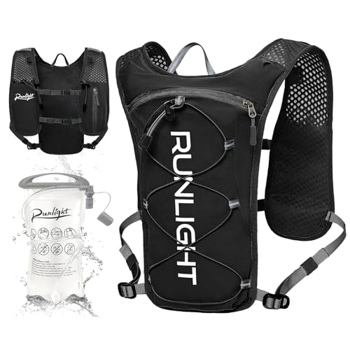 Runlight Running Vest for Women Men Lightweight Hydration Backpack Pack with 1.5L Water Bladder Bag Hydro Daypack for Hiking,Trail,Skiing,Camping,Cycling,Race,Marathon - color: Black