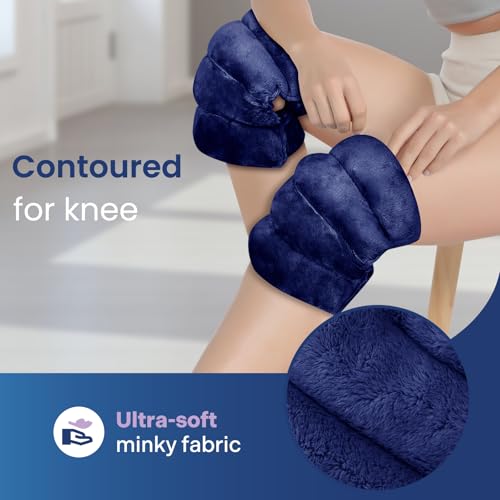 REVIX Knee Heating Pad, Microwave Heating Pad Wrap, Hot Cold Compress, Navy - color: Navy