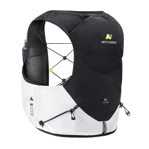 N NEVO RHINO 5L Running Vest, Water Vest Backpack with 2x500ml Soft Flasks - color: Black, size: Small