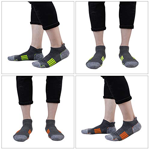 JOYNÉE Mens Ankle Athletic Low Cut Socks Running Sports Cushioned Sock for Men 6 Pack - color: Grey1