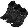VWELL Toe Socks for Men Women COOLMAX Athletic Running Ankle Socks (3Pairs) - color: Black, size: Medium