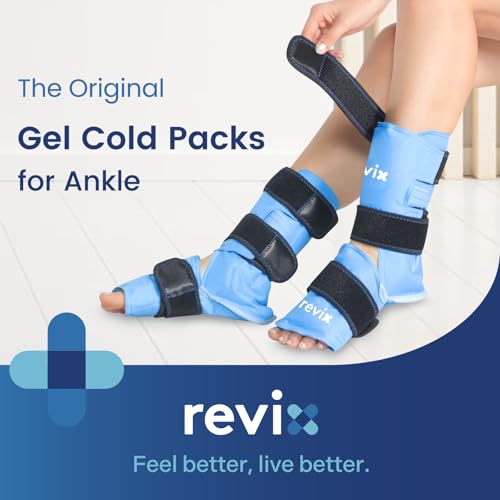 REVIX Foot & Ankle Ice Pack Wrap, Hands-Free Design, 2 Packs - style: Blue-Pack 2