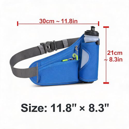 Waterproof Hydration Belt Waist Pack with Water Bottle Holder, Adjustable Running Fanny Pack for Hiking, Walking, Cycling & Outdoor Sports (蓝色) - color: Blue