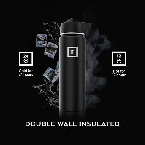 IRON °FLASK Camping & Hiking Hydration Flask with Straw, Wide Mouth Insulated Stainless Steel Sports Water Bottle - 18 oz Bubble Gum