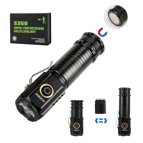 UNROEVS Mini Flashlights 2550 Lumens with 2-in-1 Design - size: Compact