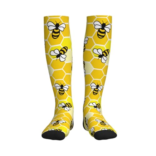 Cute Compression Socks Knee High Support Stockings Women Men - color: Cute Honey Bee