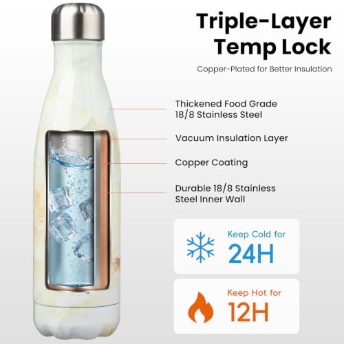 Konokyo 17 oz Insulated Stainless Steel Water Bottle, Marble Jade - color: Marble-Jade, size: 17 Ounces