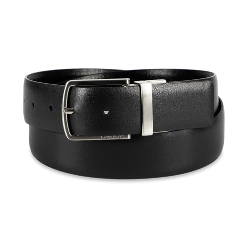 Calvin Klein Men’s Reversible Leather Belt - 2‑in‑1 Versatile Modern Style - color: Black/Black Textured, size: X-Large (42-44)